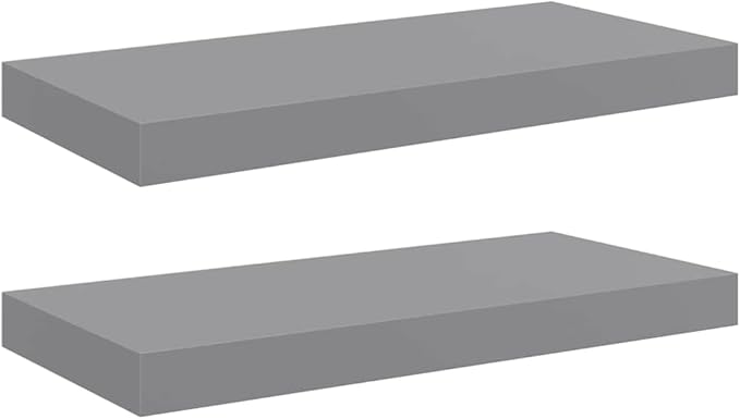 Grey Honeycomb Floating Wall Shelf Set of 2, MDF and Metal Modern Shelves for Living Room Bedroom, 19.7 x 9.1 Inch Invisible Mounting Storage Display Unit