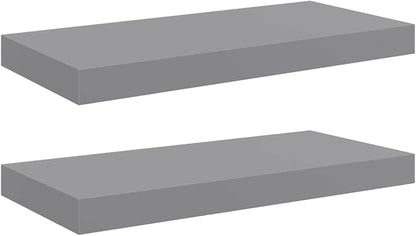 Grey Honeycomb Floating Wall Shelf Set of 2, MDF and Metal Modern Shelves for Living Room Bedroom, 19.7 x 9.1 Inch Invisible Mounting Storage Display Unit