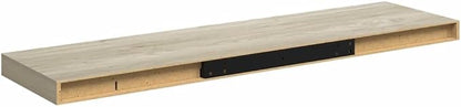 Floating Wall Shelf Oak Honeycomb MDF with Metal Standard Mounting, 35.4 Inch Long Modern Storage for Books and Decor, Easy Installation and Maintenance for Indoor Spaces