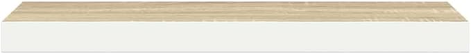 Modern Floating Wall Shelf Set of 2, Oak and White Honeycomb MDF with Metal Frame, Invisible Mounting System for Seamless Design, Decorative Storage for Living Room and Home