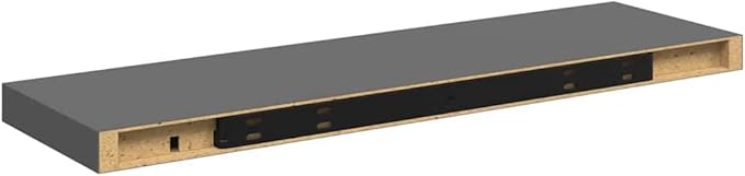 High Gloss Grey MDF Floating Wall Shelf 31.5 Inch Long with Metal Bracket, Modern Minimalist Design for Living Room Bedroom, Sturdy Storage for Books and Decor, Easy to Clean