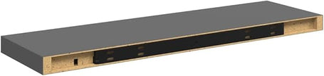 High Gloss Grey MDF Floating Wall Shelf 31.5 Inch Long with Metal Bracket, Modern Minimalist Design for Living Room Bedroom, Sturdy Storage for Books and Decor, Easy to Clean