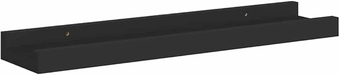 Black MDF Frame Ledge Shelf Set of 2, 15.7 x 3.5 x 1.2 Inch Wall Mounted Floating Shelves for Picture Frames and Decor, Modern U-Shaped Design, Easy Installation, Space