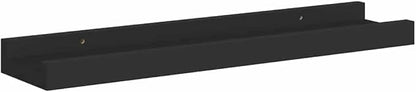 Black MDF Frame Ledge Shelf Set of 2, 15.7 x 3.5 x 1.2 Inch Wall Mounted Floating Shelves for Picture Frames and Decorations, Modern U-Shaped Design, Easy Installation, Space
