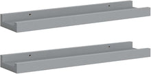 Gray MDF Floating Frame Ledge Shelf Set of 2, Modern U-Shaped Wall Mounted Shelves for Displaying Photos Artwork Decor