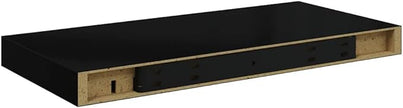 High-Gloss Black Floating Wall Shelf with Honeycomb MDF and Metal Frame, 19.7x9.1 Inches, Supports 15.4 lbs for Displaying Books and Artwork, Easy Installation, Modern Home