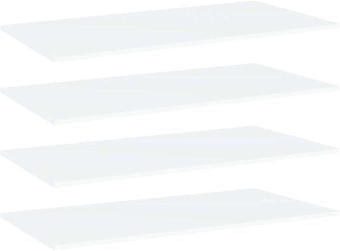 Set of 4 Wall Mounted Floating Shelves, 39.4 x 19.7 Inch Rectangular Engineered Wood Shelving Units for Bedroom, Living Room, Modern Matte White Storage