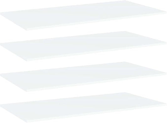 Set of 4 Wall Mounted Floating Shelves, 39.4 x 19.7 Inch Rectangular Engineered Wood Shelving Units for Bedroom, Living Room, Modern Matte White Storage