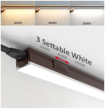 Under Cabinet Lighting Plug in, 24 Inch 2 Pcs, Linkable AC120V 3CCT 3000K/4000K/5000K Ultra Slim, LED Under Cabinet Lights for Counter Light, Kitchen, Shelf, Sink, Workshop, Desk, Bronze