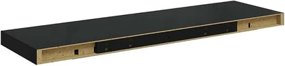 Wall Shelf Set of 2 High Gloss Black Honeycomb MDF Metal Floating Shelves Modern Storage for Home Decor