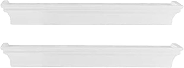 MELANNCO Arlington Floating Wall Shelves for Bedroom, Living Room, Nursery, Set of 2,14-Inch, White