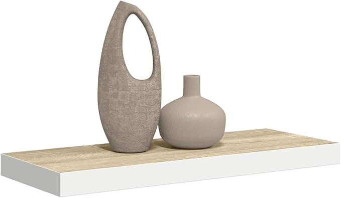 Floating Wall Shelf Oak White Honeycomb MDF 23.6x9.3x1.5 Inch Modern Design for Living Space Office Display Books Collectibles Decorative Items Minimalist Style Durable