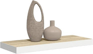 Floating Wall Shelf Oak White Honeycomb MDF 23.6x9.3x1.5 in Modern Minimalist Display Shelf for Home Office Decor