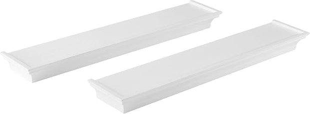 MELANNCO Arlington Floating Wall Shelves for Bedroom, Living Room, Nursery, Set of 2, 20-Inch, White