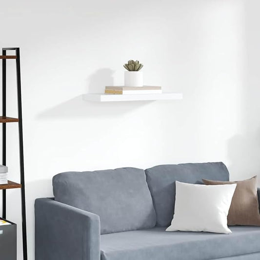 White Honeycomb MDF Floating Wall Shelf with Metal Brackets, Modern Design for Living Room Bedroom Office, Sturdy Storage Solution, Easy Installation and Maintenance,