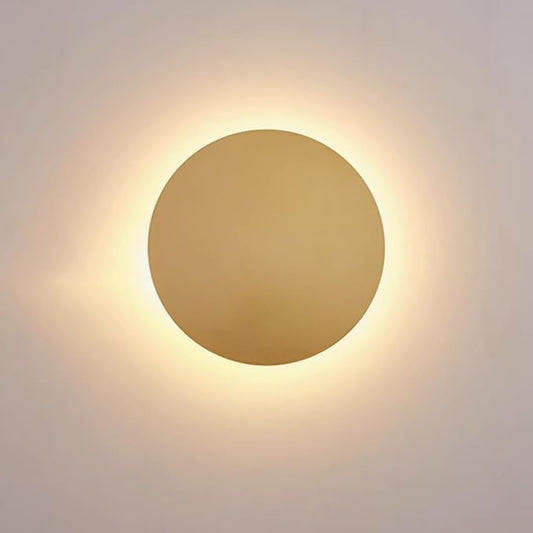Gold Modern Wall Sconce OTTOSON Round Disc Sconces Wall Lighting Metal Circular Stairwell Lighting 3000K Warm LED Wall Lights for Living Room Bedroom Stairway - 10"