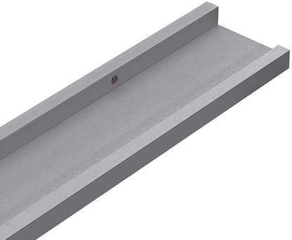 Gray Lacquered MDF Frame Ledge Shelf Set of 2, 31.5 Inch Long Wall Mounted Shelves for Display, Modern Narrow Shelving Unit with Smooth Finish for Home Decor Organization
