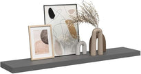 High Gloss Grey Honeycomb MDF Large Floating Wall Shelf 4-Piece Set, Modern Space-Saving Design with Sturdy Construction for Display and Storage