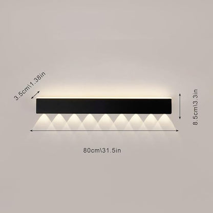 Black Long Strip Wall Light, Ultra-Thin Metal Wall Sconce, Modern LED Wall Lamp with Mini Spotlight, Up and Down Lighting Wall Lights, 3000K Warm Light Decorative Wall Lamp Fixture