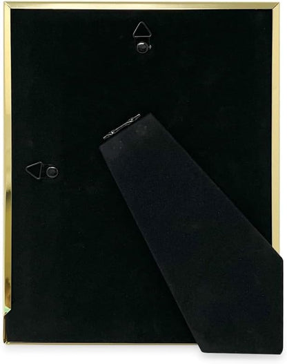 Isaac Jacobs 7x9 (Matted 5x7) Black Enamel Picture Frame with Gold Metal Edge and Easel, Tabletop Display, Wall Décor, Photo Gallery, (7x9 (Matted 5x7), Black with Gold)