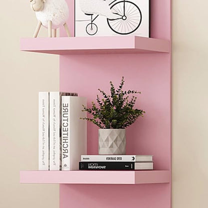Versatile 4 Tier Wall Shelf Unit,Pink Lack Wall Shelf,Display Floating Shelf with LED Remote Control Light