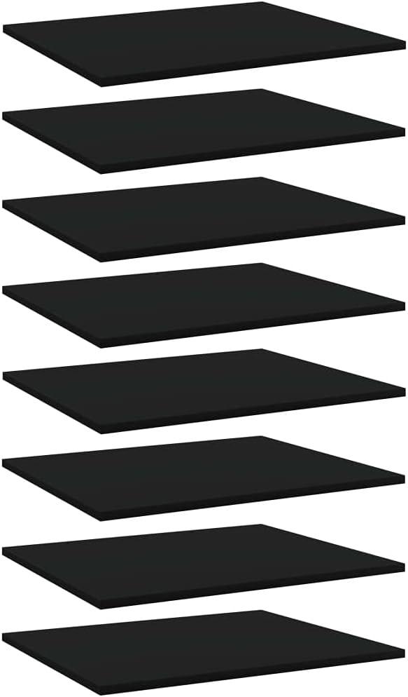 Set of 8 Floating Wall Shelves, 23.6-Inch Modern Black Engineered Wood Bookshelves for Living Room, Kitchen, Bedroom, and Home Office Wall Decor