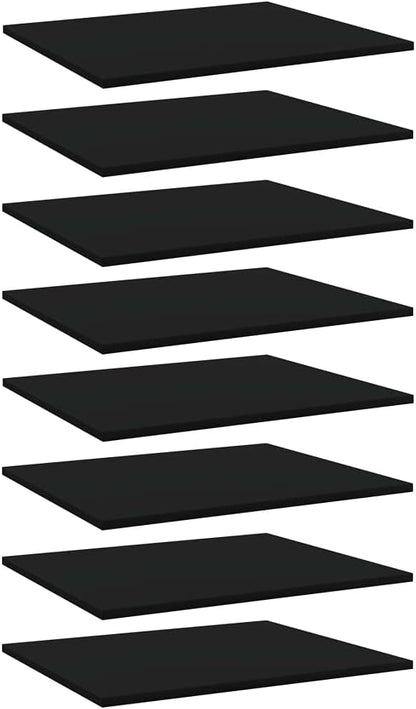 Set of 8 Floating Wall Shelves, 23.6-Inch Modern Black Engineered Wood Bookshelves for Living Room, Kitchen, Bedroom, and Home Office Wall Decor