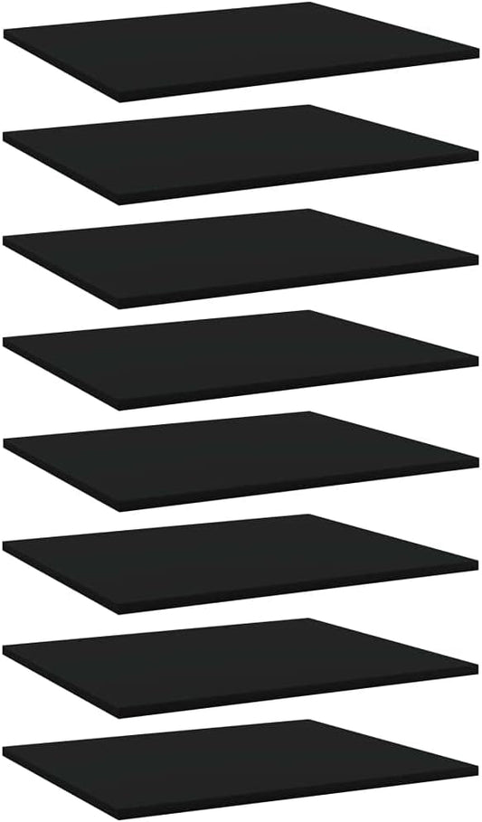 Set of 8 Floating Wall Shelves, 23.6-Inch Modern Black Engineered Wood Bookshelves for Living Room, Kitchen, Bedroom, and Home Office Wall Decor