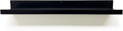 Mitus Floating Display Shelf - Wall Mounted - Modern Industrial Metal Channel Ledge Black, 24 inch