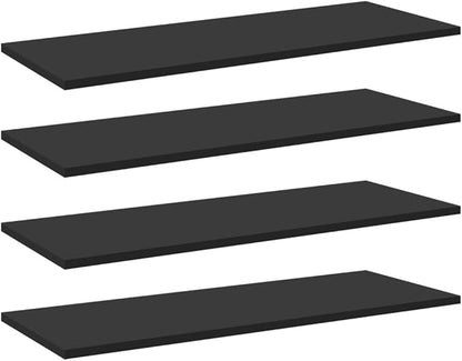 Set of 4 Wall Mounted Floating Shelves, 31.5 x 11.8 Inch Engineered Wood Display Shelf for Living Room, Kitchen, Bedroom, Black Matte Finish Storage Organizer