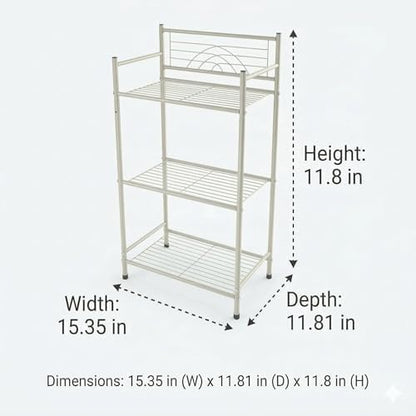 Bath Bliss Satin 3 Tier Storage Shelf Nickel | Dimensions: 17.3"x 10.6"x 35.8" | 3 Tier Storage | Free Standing | Rust Resistant | Satin