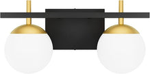 Ralbay 2-Light Black and Gold Bathroom Vanity Light Mid Century Modern Milky Glass Ball Wall Light for Bathroom 2 Light Black/Golden