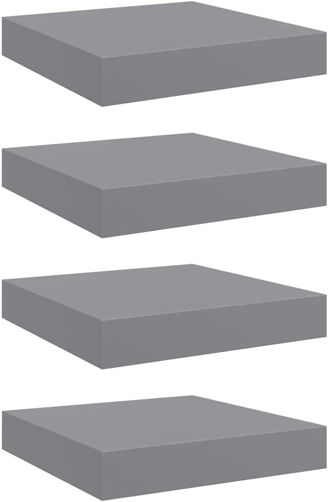 Modern Grey Honeycomb Floating Wall Shelves Set of 4, MDF and Metal Wall Mounting, Decorative Storage for Living Room Study, Easy Install Display Shelves
