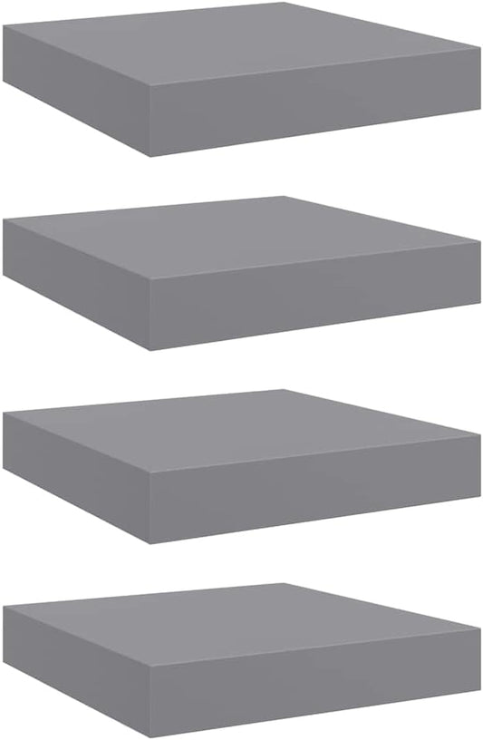 Modern Grey Honeycomb Floating Wall Shelves Set of 4, MDF and Metal Wall Mounting, Decorative Storage for Living Room Study, Easy Install Display Shelves