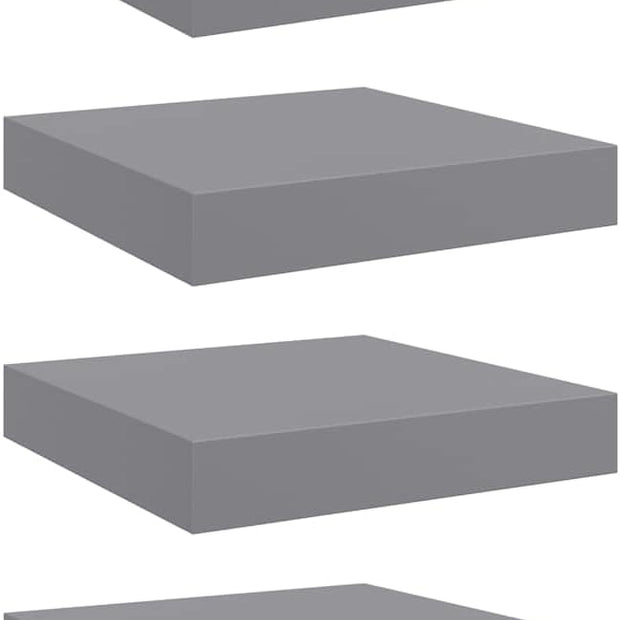 Modern Grey Honeycomb Floating Wall Shelves Set of 4, MDF and Metal Wall Mounting, Decorative Storage for Living Room Study, Easy Install Display Shelves