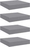 Modern Floating Wall Shelves Set of 4, Grey Honeycomb MDF with Metal Mounting Hardware for Stylish Display and Storage