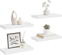 White Honeycomb MDF Metal Medium Floating Wall Shelves Set of 4, Modern Minimalist Display Storage for Home Decor, Easy Installation with Hardware