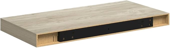 Floating Wall Shelf Oak Honeycomb MDF 19.7 x 9.1 x 1.5 Inches Modern Minimalist Invisible Mounting Durable Display