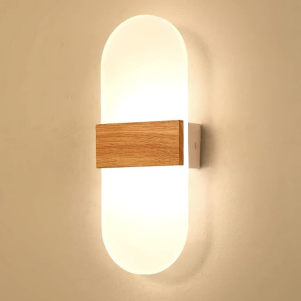 Minimalist Round Disc Wall Sconce LED Wall Light Dimmable Lighting Fixture Farmhouse Wood Wall Light Rectangle Modern Nordic Hallway Wall Mounted Lamp for Living Room Bedroom Stairway Porch