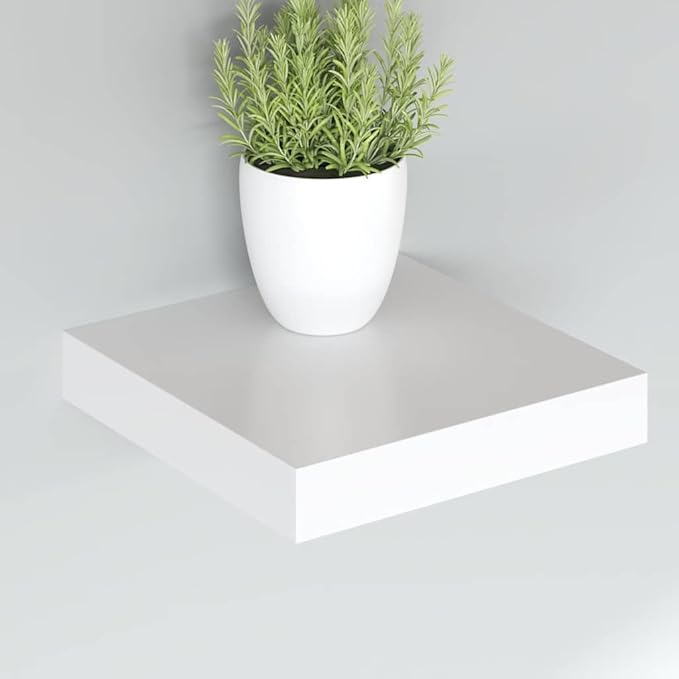 White Honeycomb MDF Floating Wall Shelf Set of 2 with Metal Brackets, Modern Minimalist Design for Home Storage and Display, Invisible Mounting System, Durable and Versatile