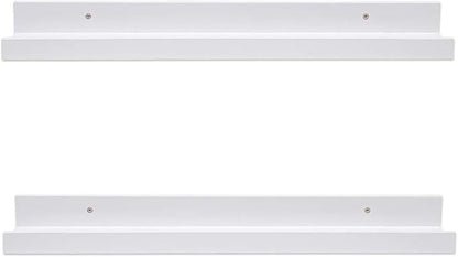 AZSKY 24 Inch Picture Ledge Shelf Floating Shelves Wall Mounted Set of 2 White