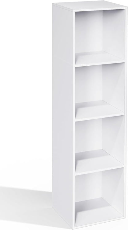4 Cube Storage Organizer, 4 Tier Cube Low Bookcase Freestanding Storage Display Organizer, Four-Cubes Open Shelf Bookshelf for Home Office (White, 4-Cube)
