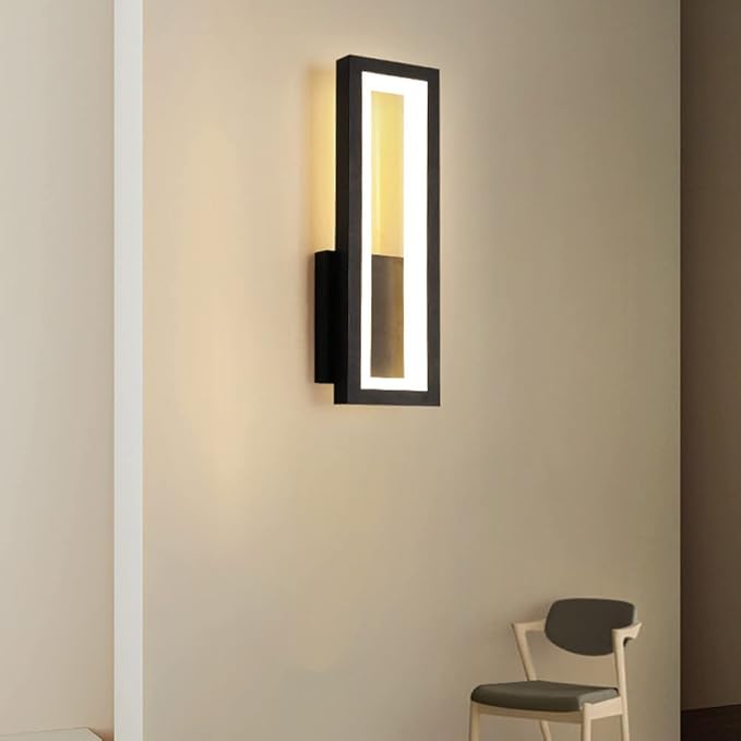 LED Wall Light Modern Metal Wall Sconce Lighting 16W Bedside Wall Lamp, Nordic Rectangle Wall Sconces Indoor Wall Wash Lights for Living Room Bedroom Bedside Hallway