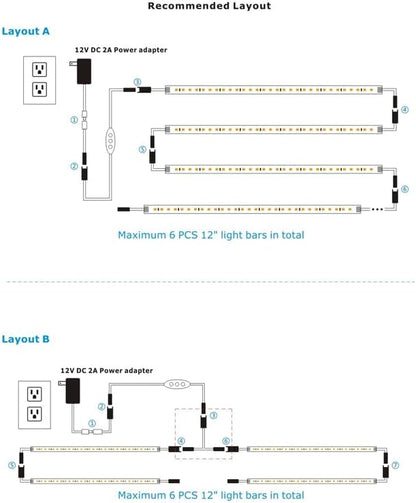 Under Cabinet Lighting Plug in. 6 PCS 12 Inch Likable Low Profile Bright Light Strips. Dimmable 24W LED Kit for Kitchen Cabinets Countertop Workbench Counter Shelf Closets Daylight 5000K