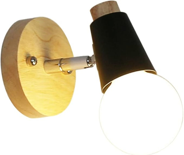 NUOBESTY Minimalist Solid Wood Wall Sconce Light Fixture Modern Black Design for Bedroom Bathroom Loft Decor No Light Bulb Included
