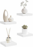 White Honeycomb MDF Floating Wall Shelf Set of 4 with Invisible Mounting, Metal Brackets, Modern Matte Finish for Home Decor and Storage