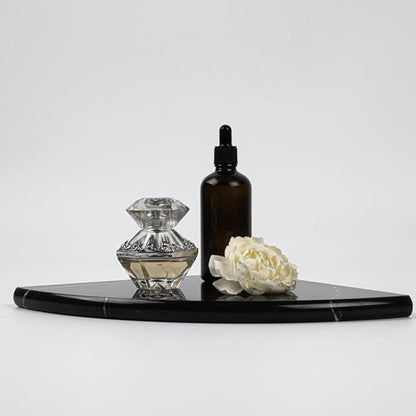 Black Marble Corner Shower Shelf, 9 Inch Carrara White Marble Corner Shelf for Bathroom Shower Decor, Wall Mounted, Polished, 1 Pcs