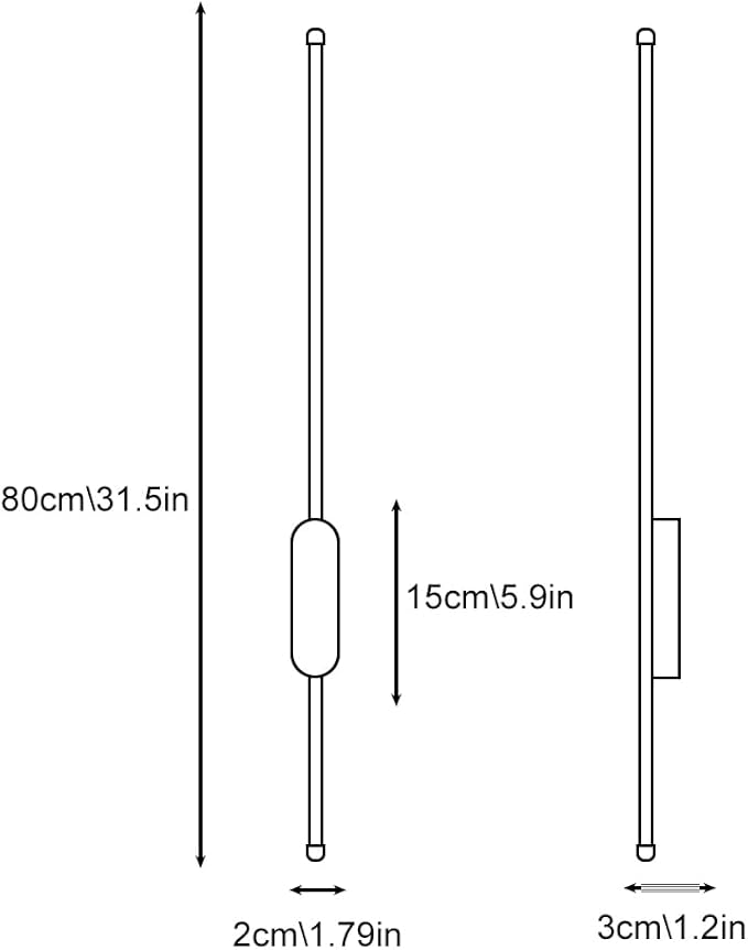 LED Hardwired Long Wall Sconce Light Bar - Minimalist Linear Lighting Fixture for Bedroom, Living Room, Hallway - 3000K, 80cm