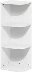 Furinno PASIR Book Shelf, 3-Tier Corner Bookshelf, Open Shelves Bookcase 9.3 x 12 x 31.5, for Living Room, Bedroom, Home Office, White