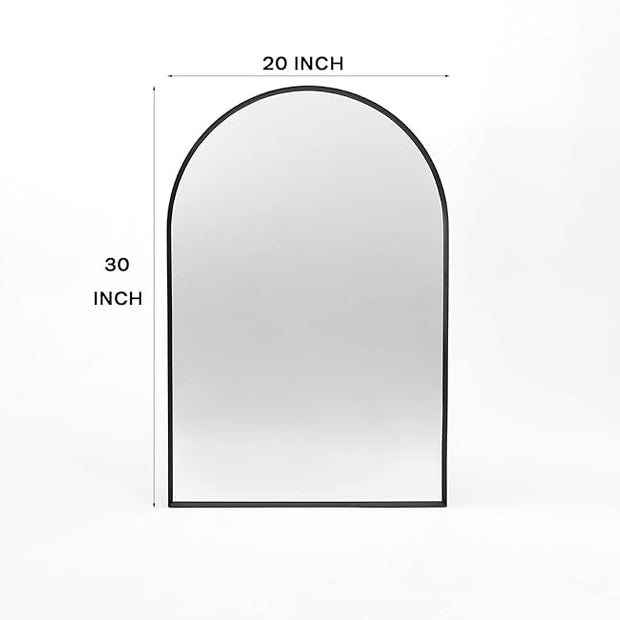 Arched Wall Mirror for Bathroom, 20"x30" Black Modern Metal Frame for Entryway Living Room Bedroom Wall Decor